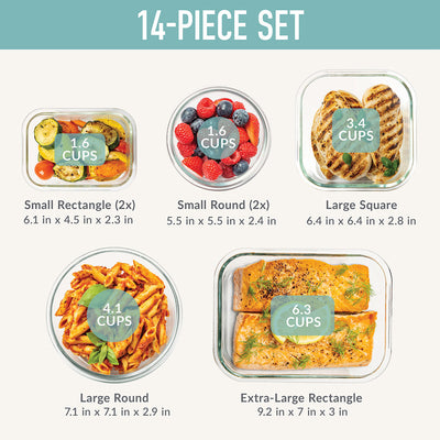 Bentgo Glass Leak-Proof Food Storage Set (14-Piece)